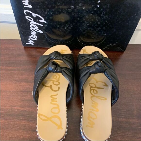 - Sam Edelman alyce knotted strap studded slide Leather sandal size 5 NWT - Picture 2 of 12